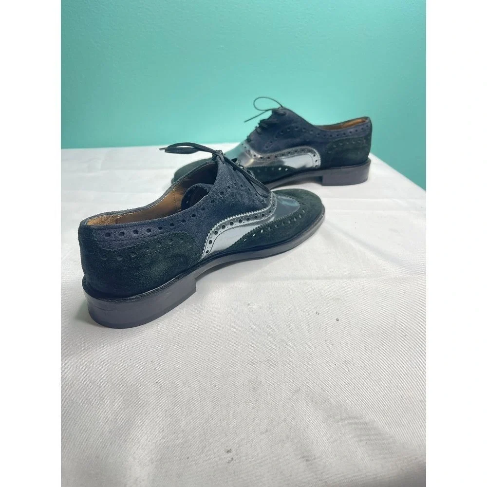 Stylish Navy Blue Wingtip Oxford Shoes‎ - Classic Brogue Design Size 8.5